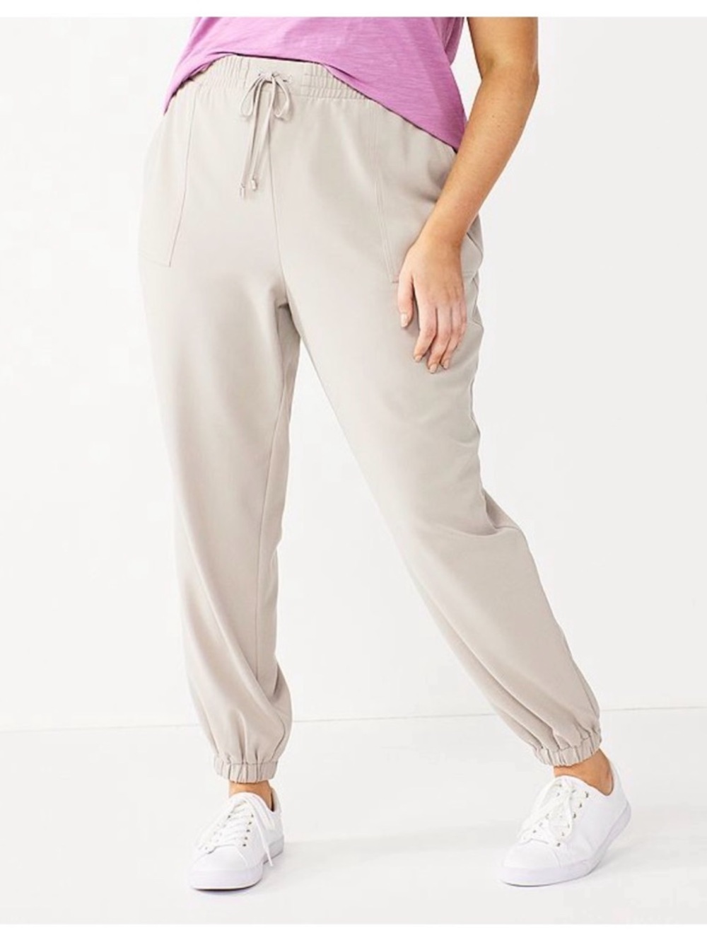 Nine West Light Taupe Drawstring Joggers